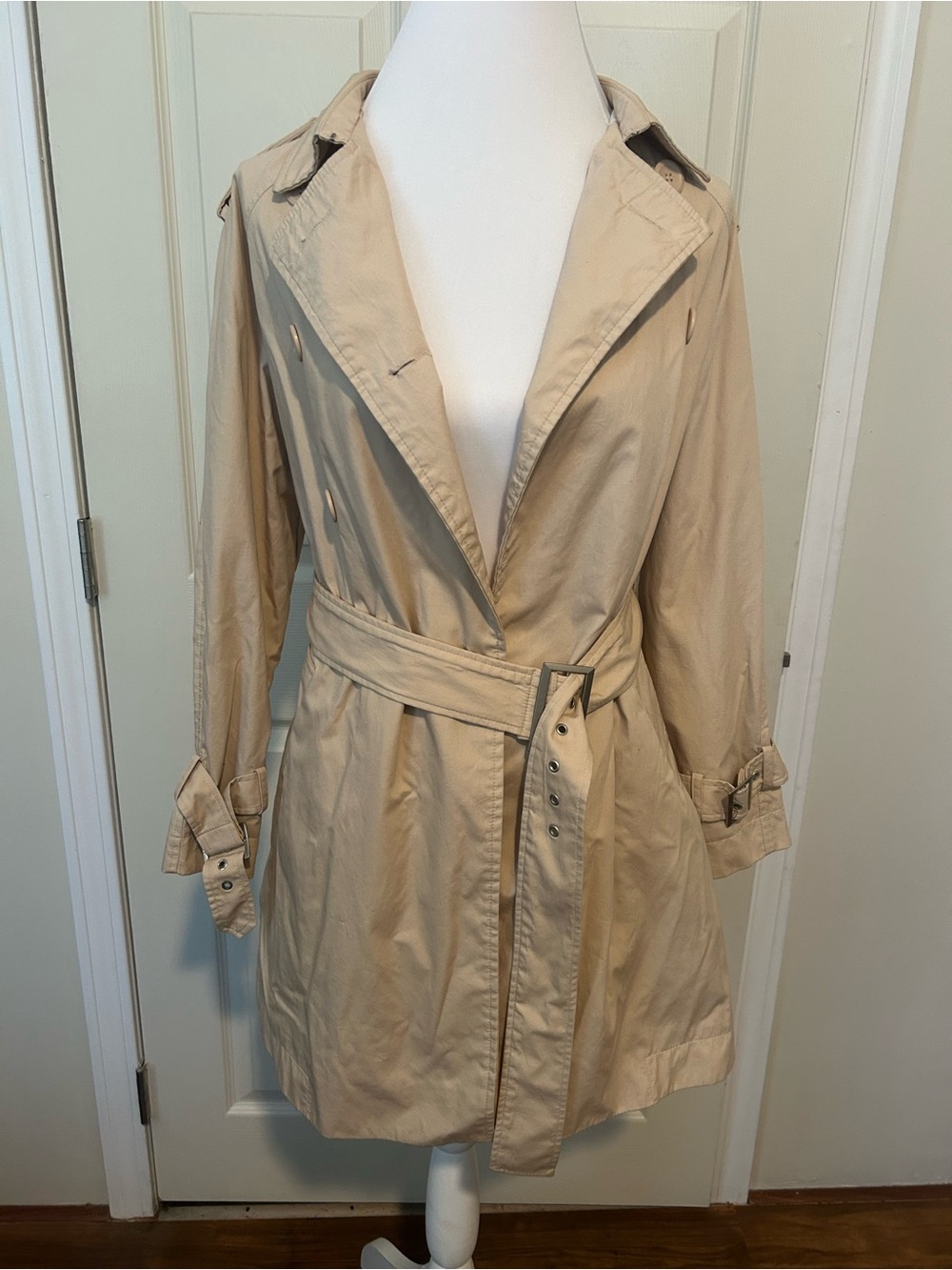Outer Edge Beige Trench Coat with Waist Belt